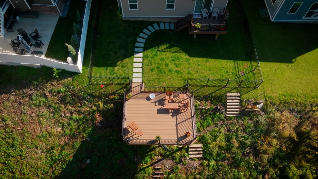 TimberTech Reserve deck with Dark Roast decking and Antique Leather border in Oakdale, PA